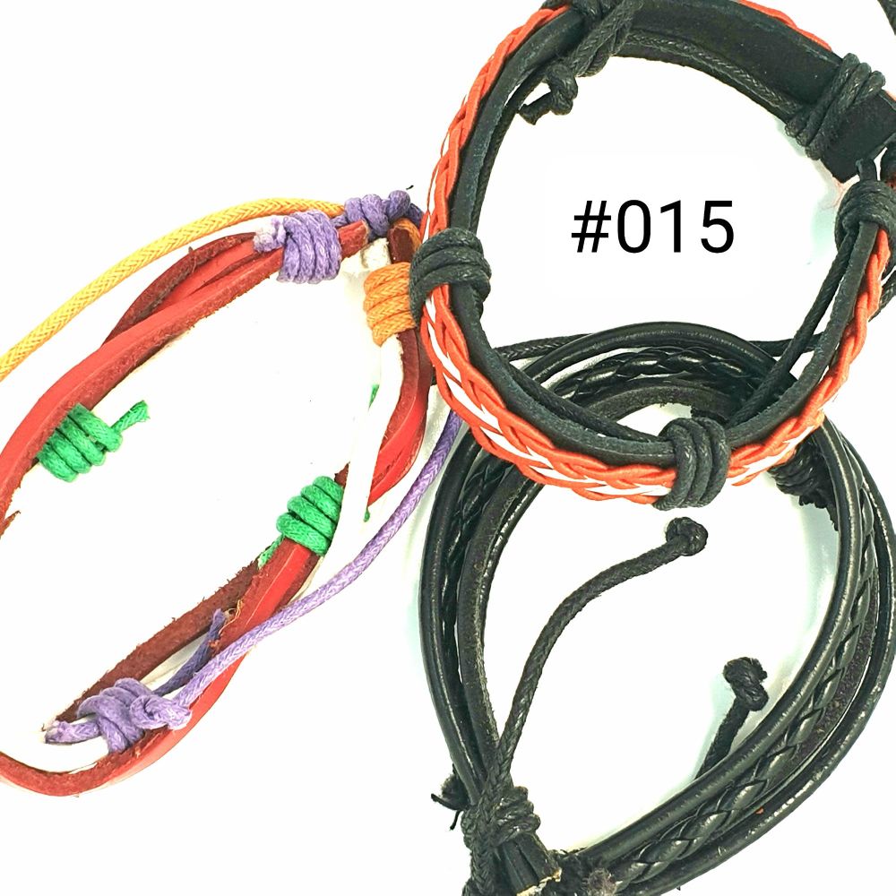 #015 Leather Adjustable Bracelet Set