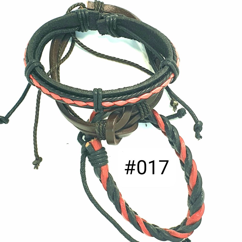#017 Leather Adjustable Bracelet Set