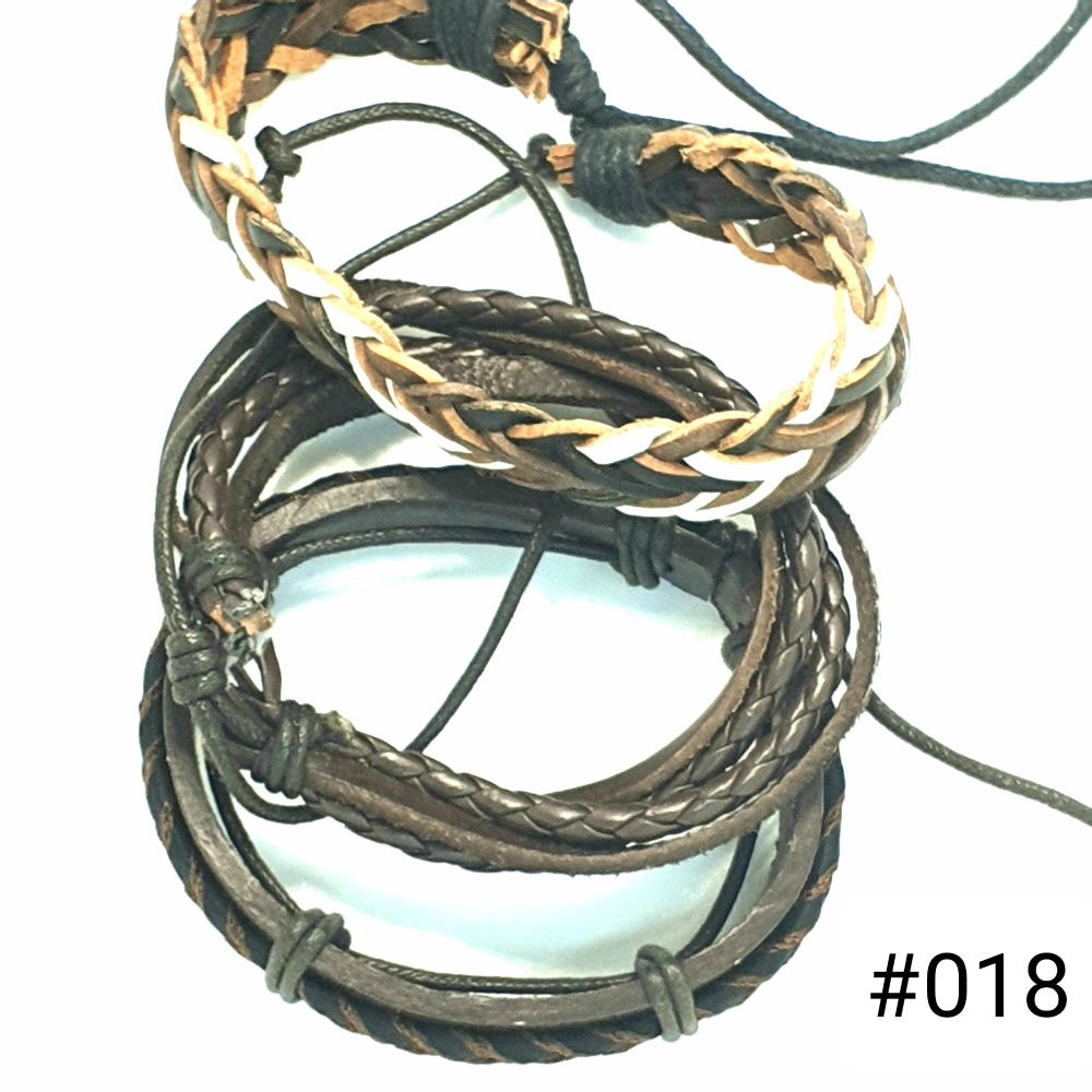 #018|Leather Adjustable Bracelet Set