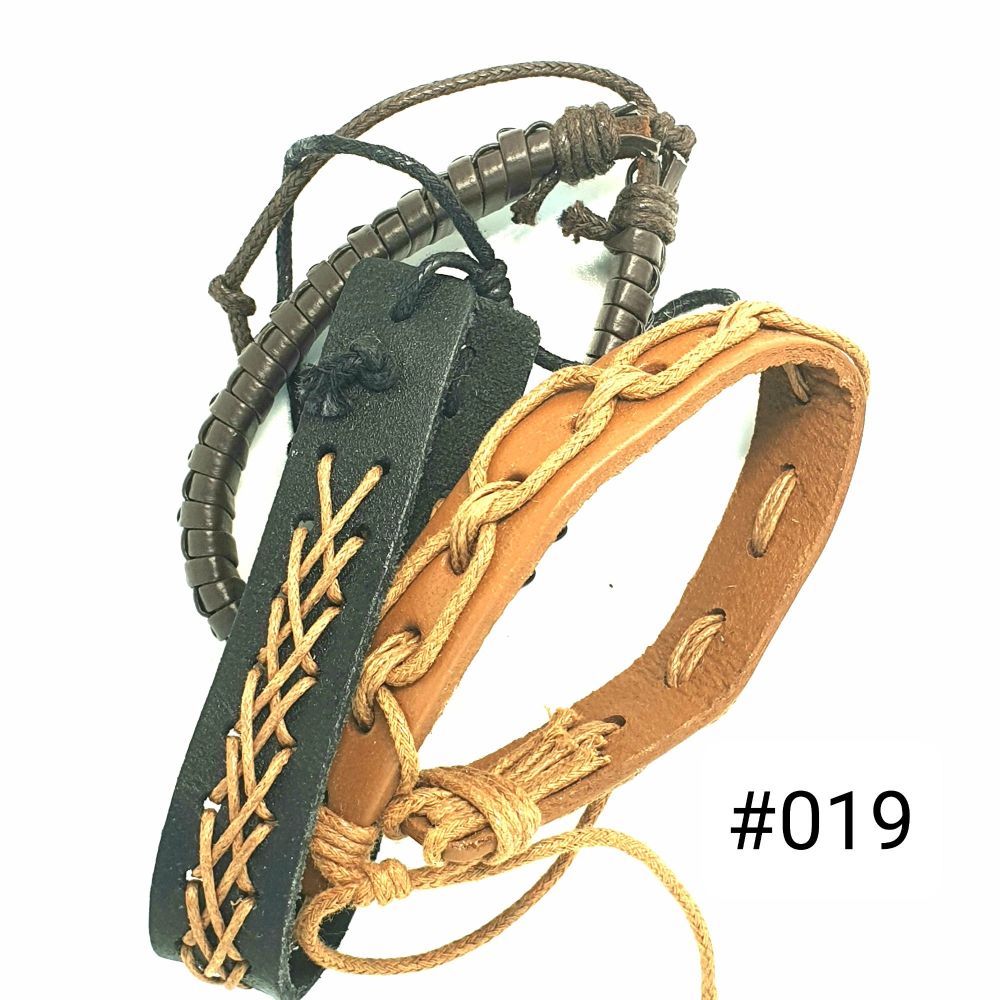 #019|Leather Adjustable Bracelet Set