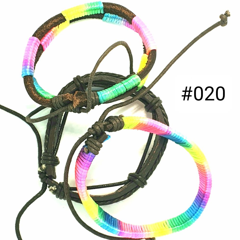 #020 Leather Adjustable Bracelet Set