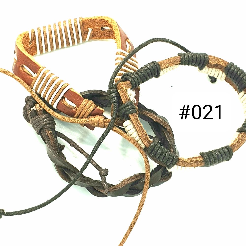 #021|Leather Adjustable Bracelet Set