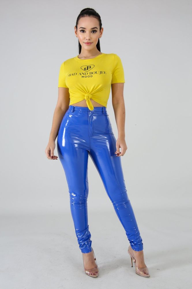 Tempting Royal Blue Leather Pant Size: S