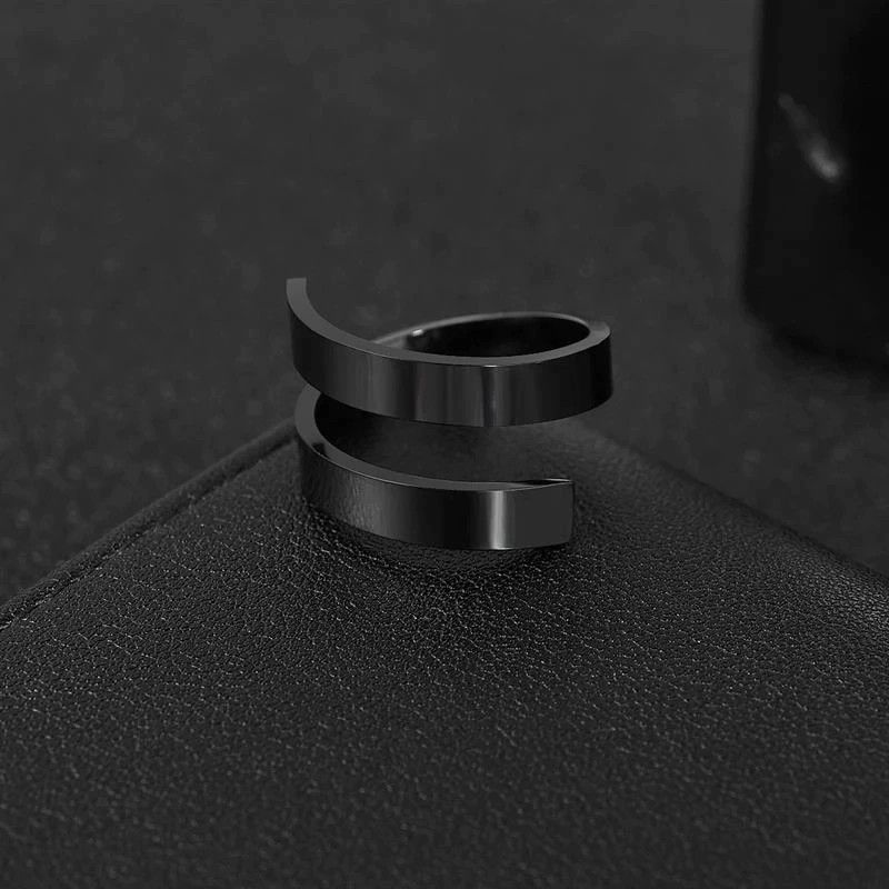 Stainless Steel Black Double Layer Ring  (Unisex)