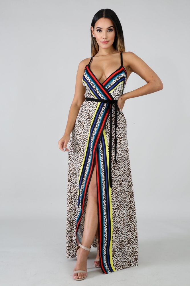 Wild Printed Long Tail Dress Size: S