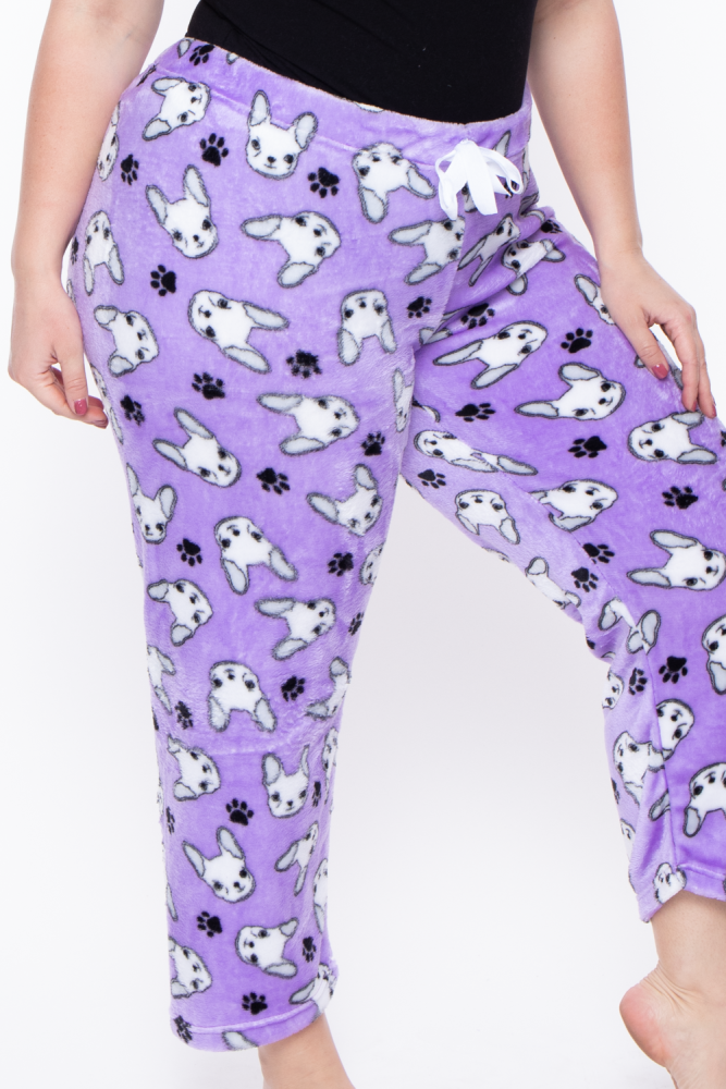 Lavender French Bulldog Print Lounge Pant Size: 2XL