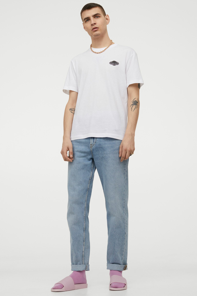 White Regular Fit T-shirt Size: M