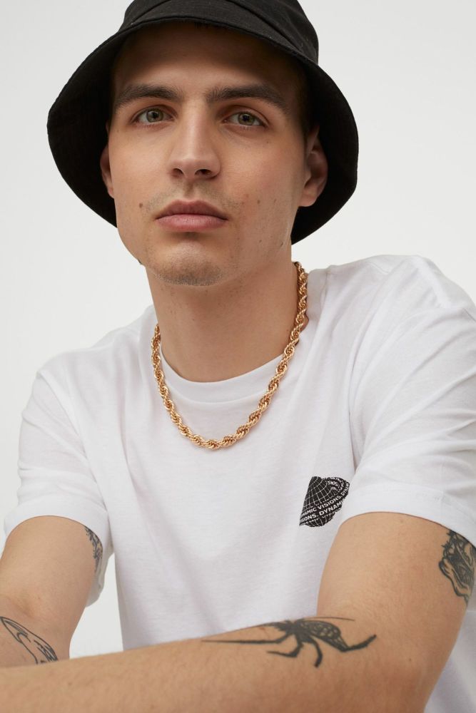 White Crew-neck Regular Fit T-shirt Size: M