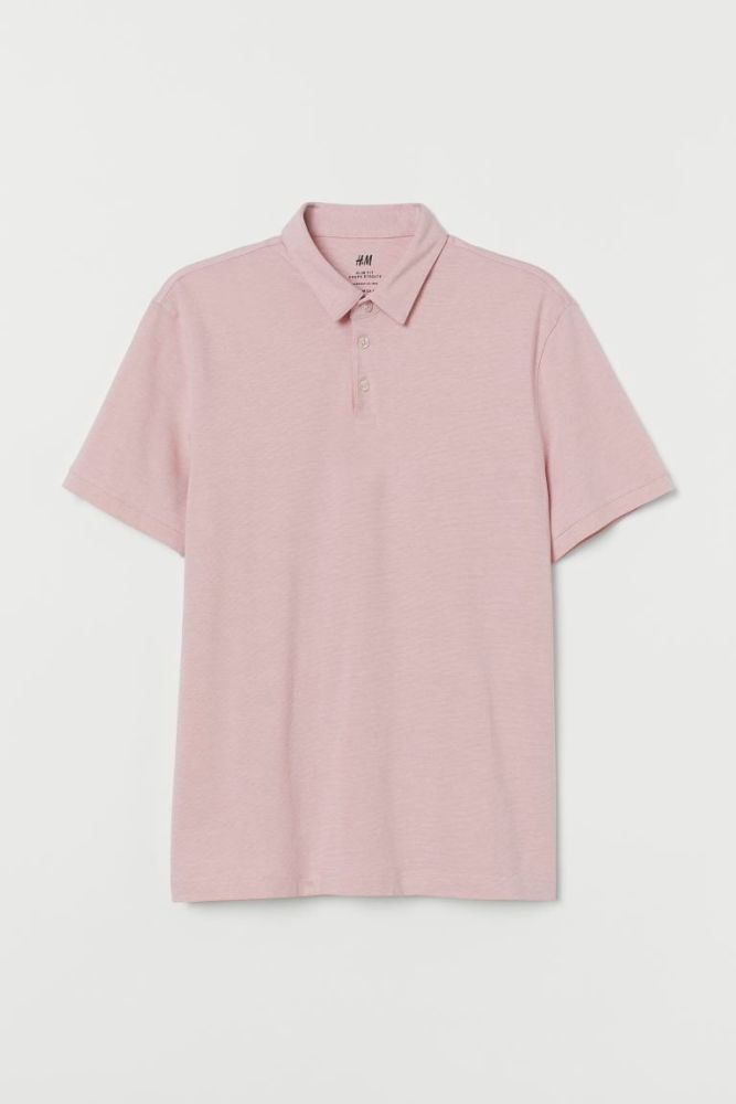 Light Pink Slim Fit Polo Shirt Size: L