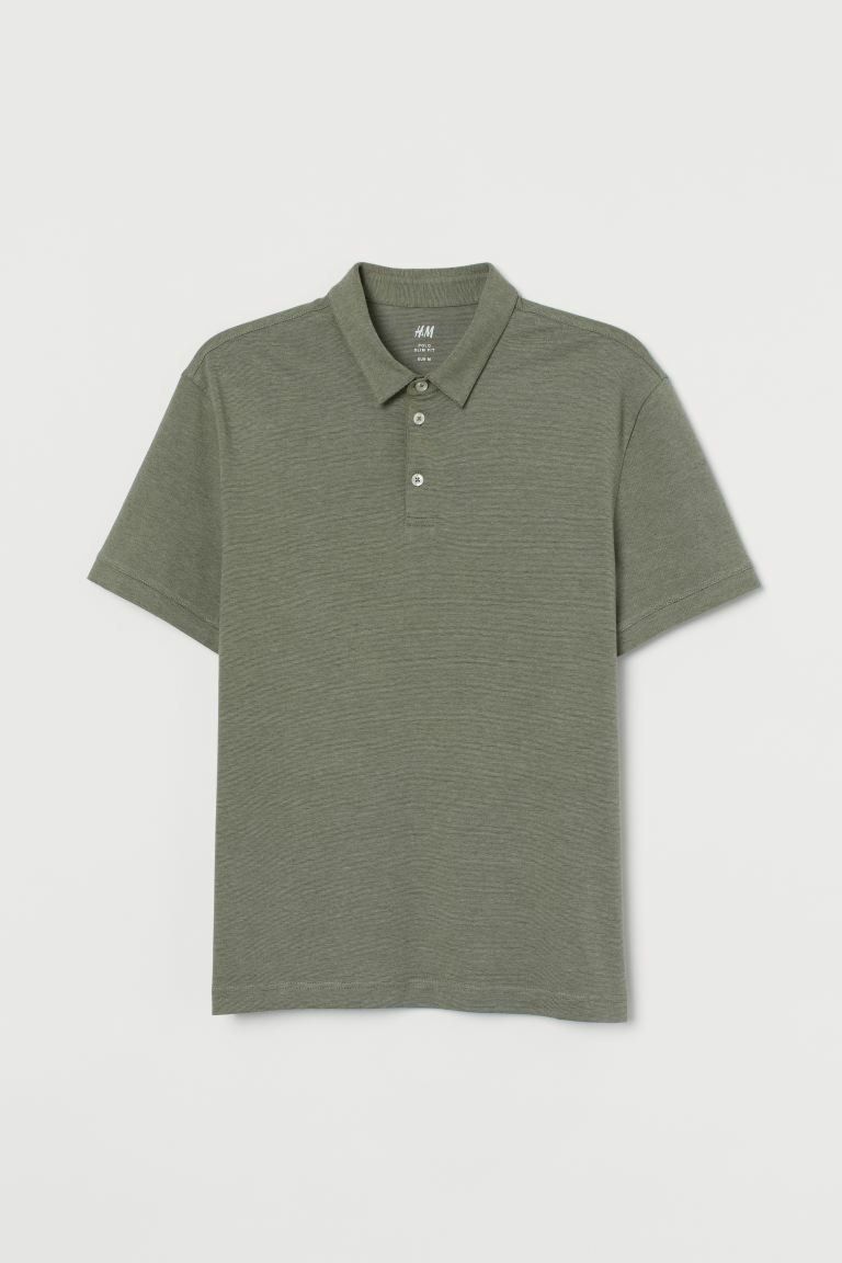 Blue Melange Slim Fit Polo Shirt Size: M