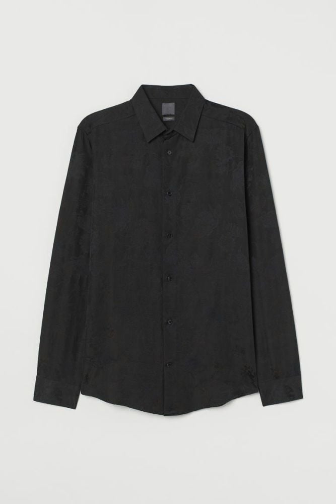 Black Long Sleeve Regular Fit Shirt Size: L