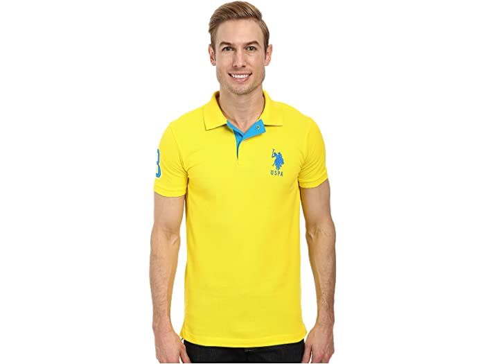 U.S. Polo Assn Short Sleeve Yellow Logo Print Polo Shirt Size M