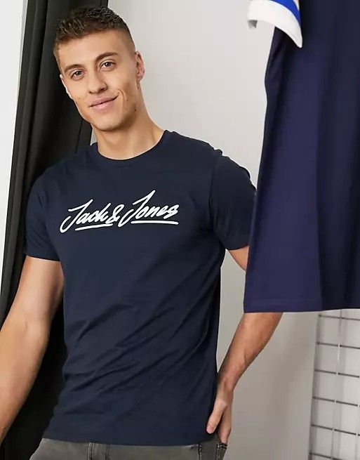 Logo Print Crew Neck Short Sleeves T-shirt Size: 1XL