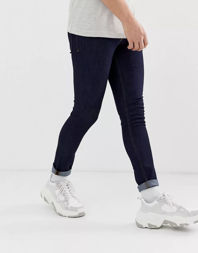 Dark Blue Wash Skinny Fit Jeans Size: W32 L34