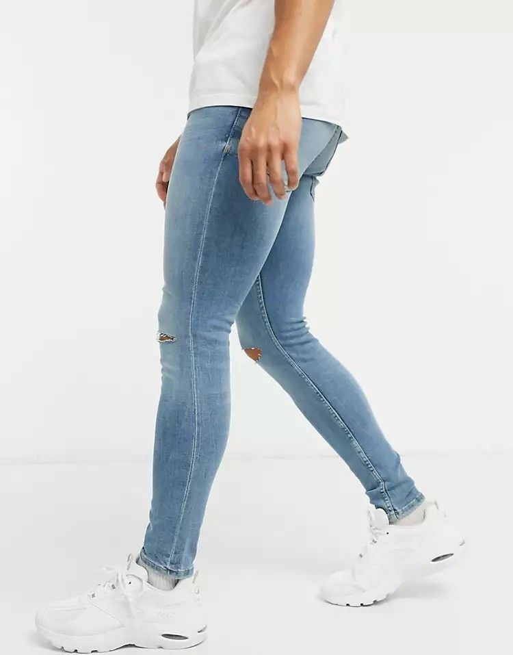 Blue Super Skinny Rips Jeans Size: W34 L32
