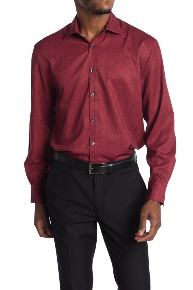 Paisley Print Performance Slim Fit Shirt Size: S