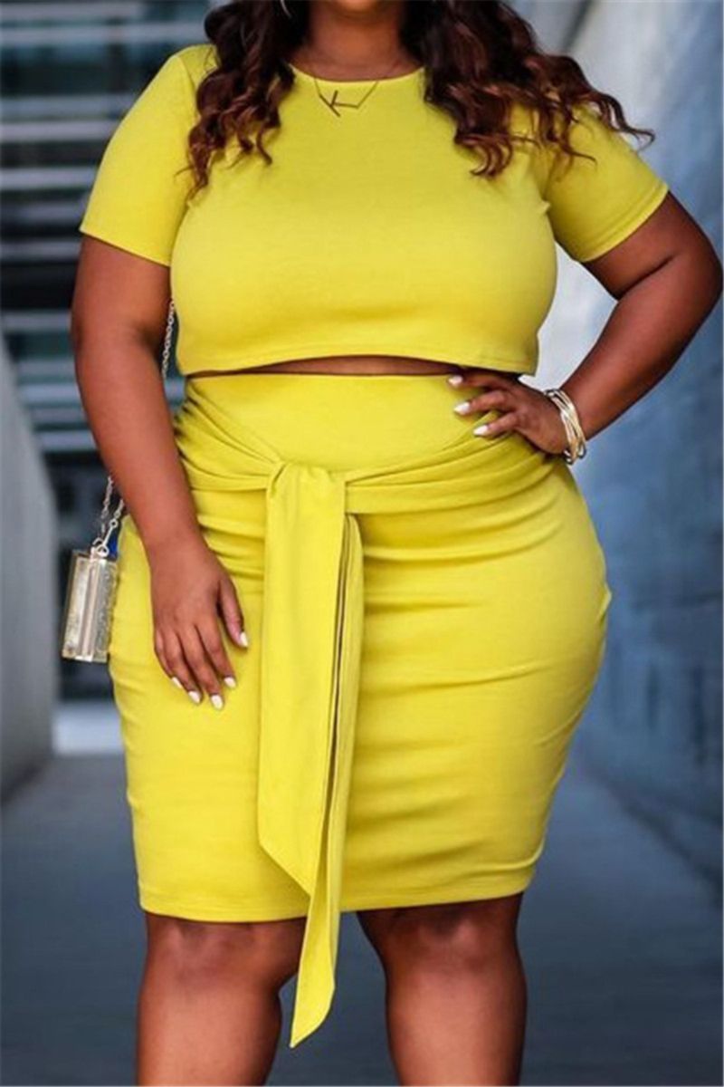 Yellow Oversize Stretch Two-Piece Set Size: 1XL