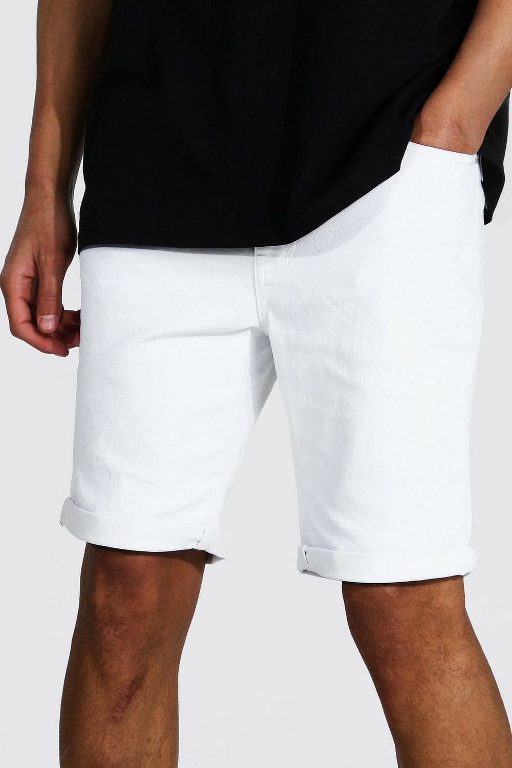 White Skinny Fit Denim Shorts Size: 40R