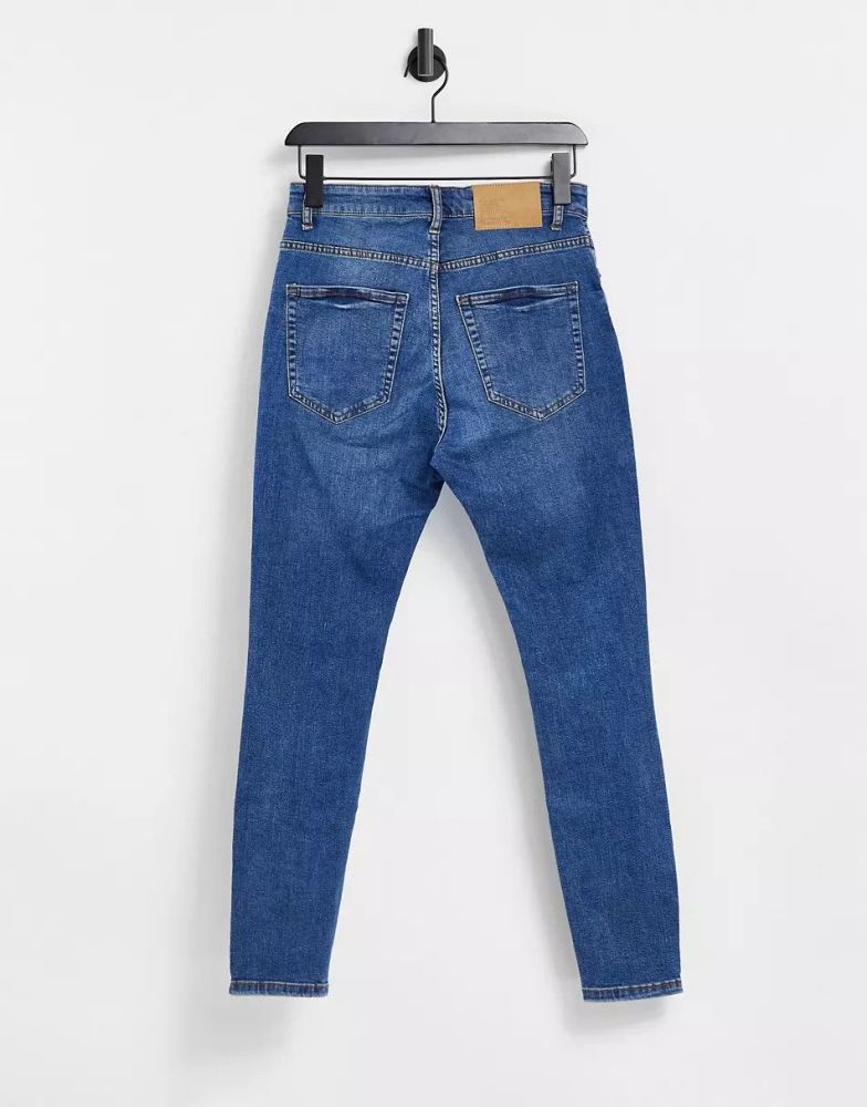 Stretch Denim Mid-Blue Wash Jeans Size: 36