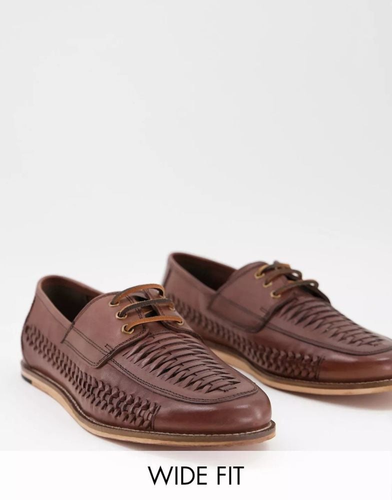 Brown Wide Fit Leather Shoes Size: 10
