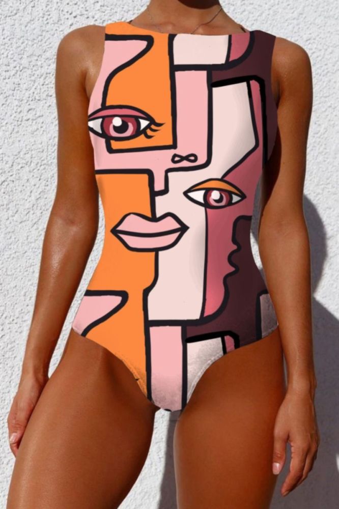 Digital Printed One-Piece Swimsuit Size: S