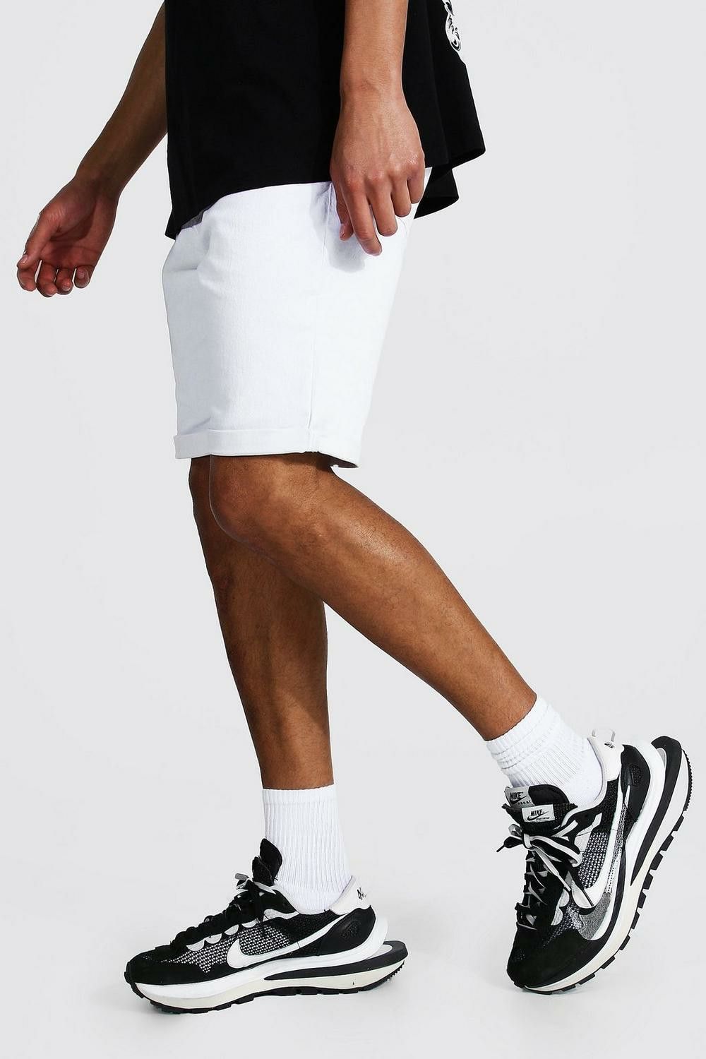 White Skinny Fit Denim Shorts Size: 36R