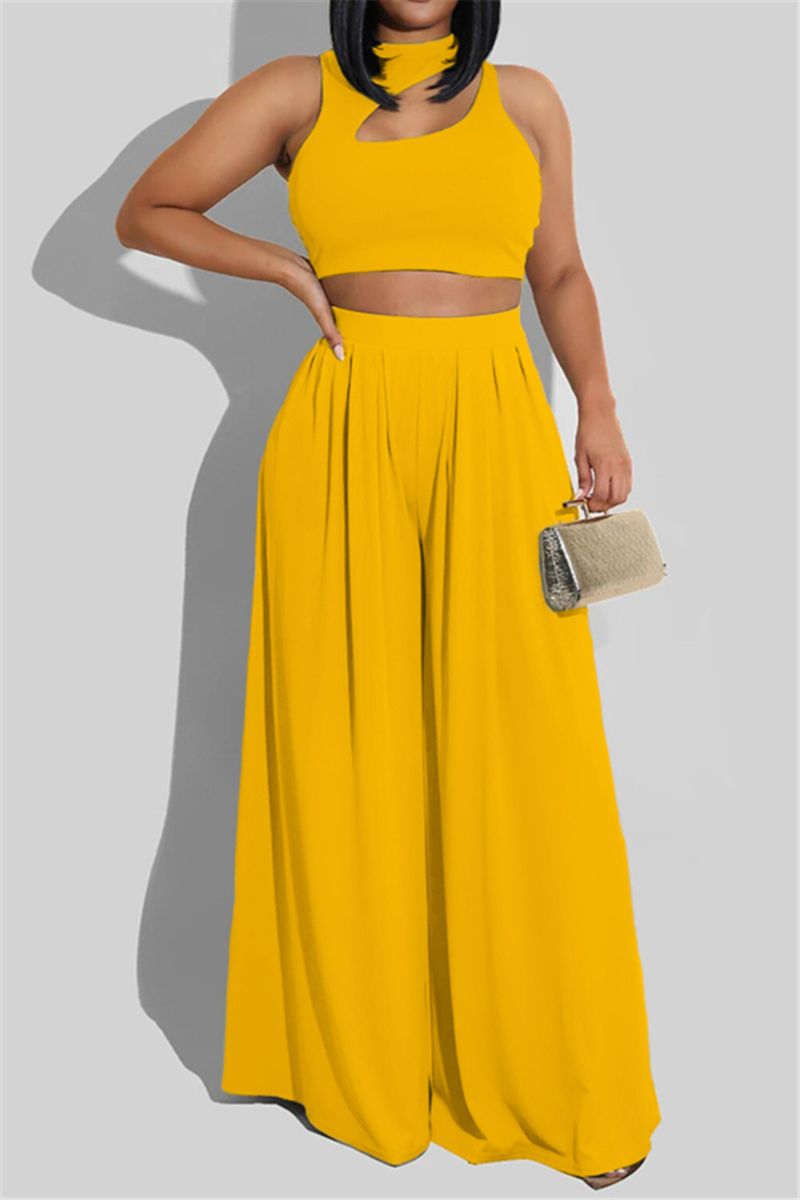 Yellow two piece set pants sale