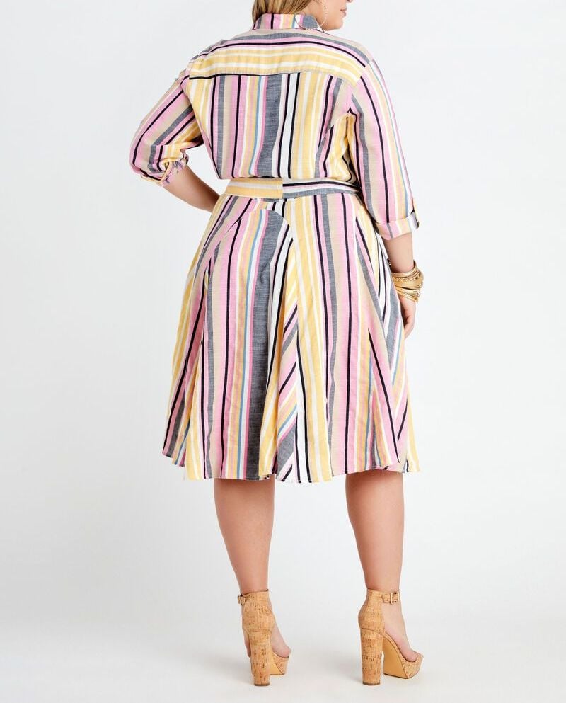 Cotton Woven Shirt Dress/Striped Print Throughout Size: XL