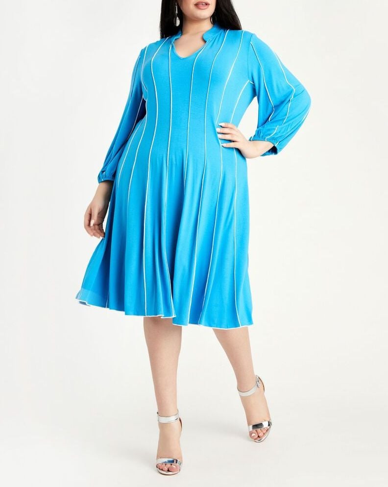 D284 Puff Sleeve Seamed Detail Throughout Mini Dress Size: 14/16