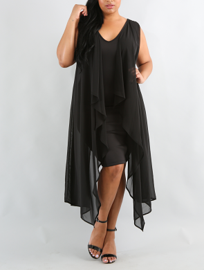 G020 Black Bat Wing Body-Con Dress Size: 3XL