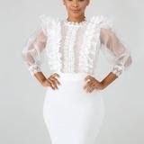 A568 White Crochet Body-Con Dress Size: S