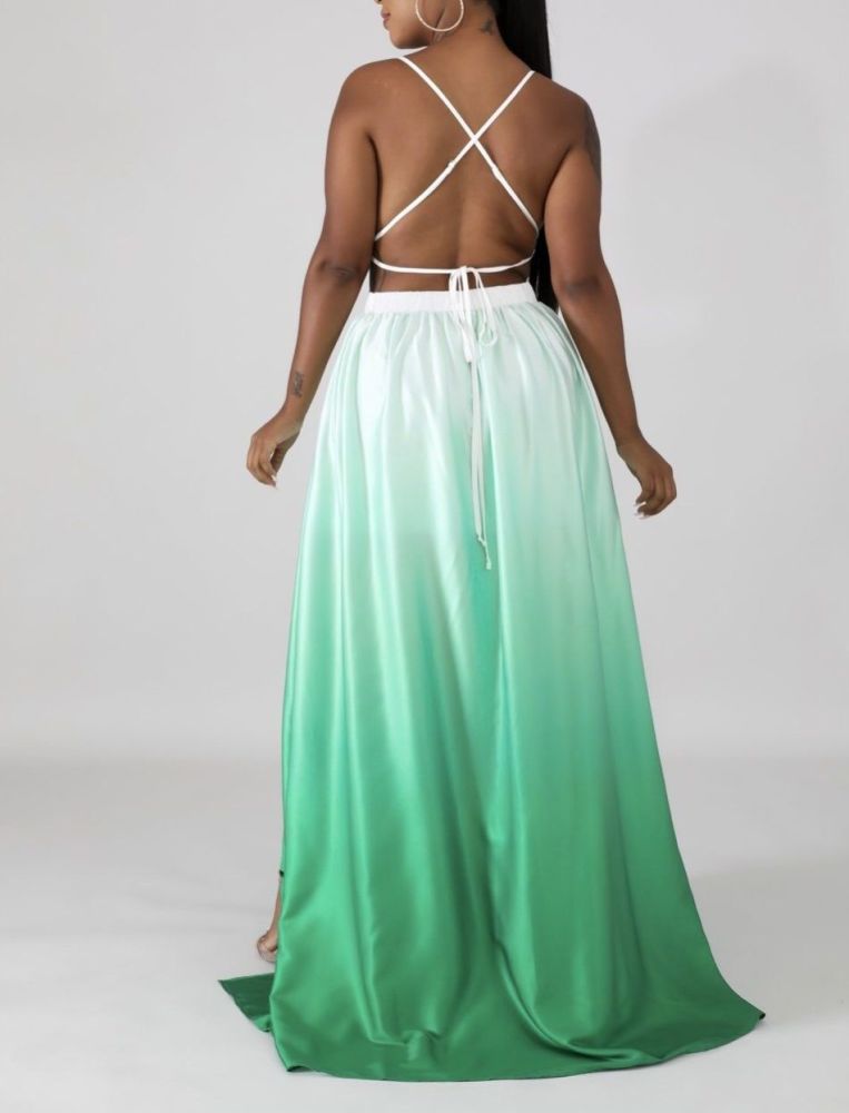 B562 Minty Maxi Two Tone Dress Size: M