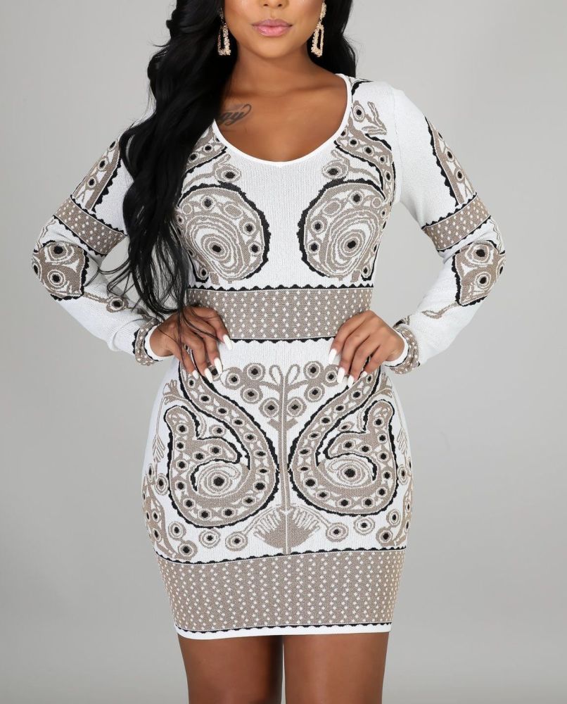 B567 White Vision Shimmer Long Sleeve Dress Size: M