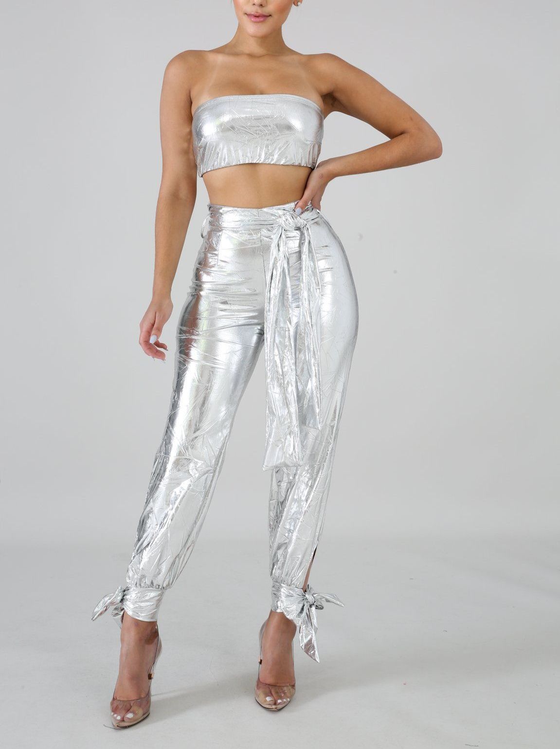 Silver Pants Two Piece Set Size: M