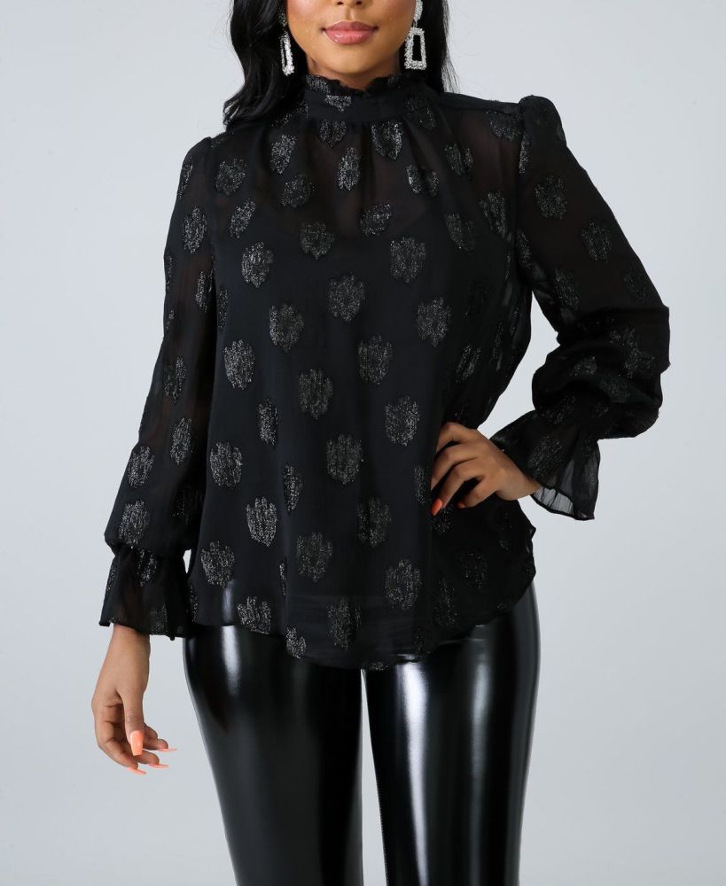 Black Tease Long Sleeve Blouse Size: S