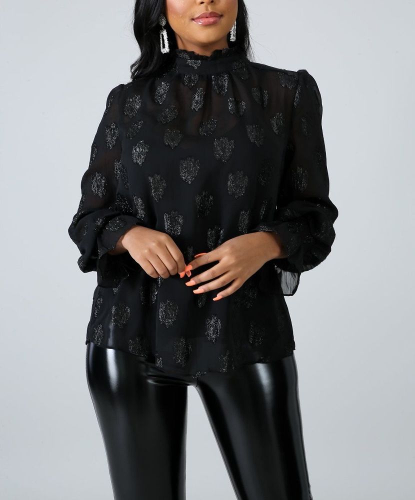 Black Tease Long Sleeve Blouse Size: S