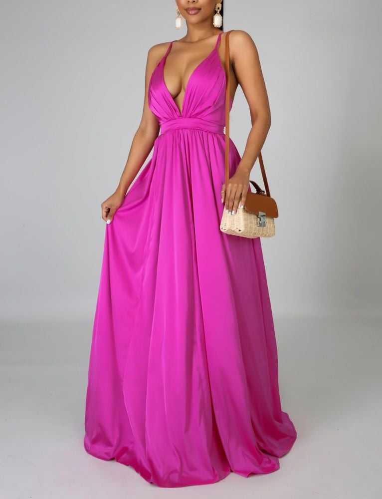 A909 Magenta Diva Maxi Dress Size: S