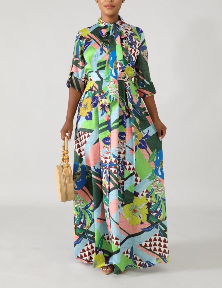 A905 Maxi Dress Multi Print Size: S