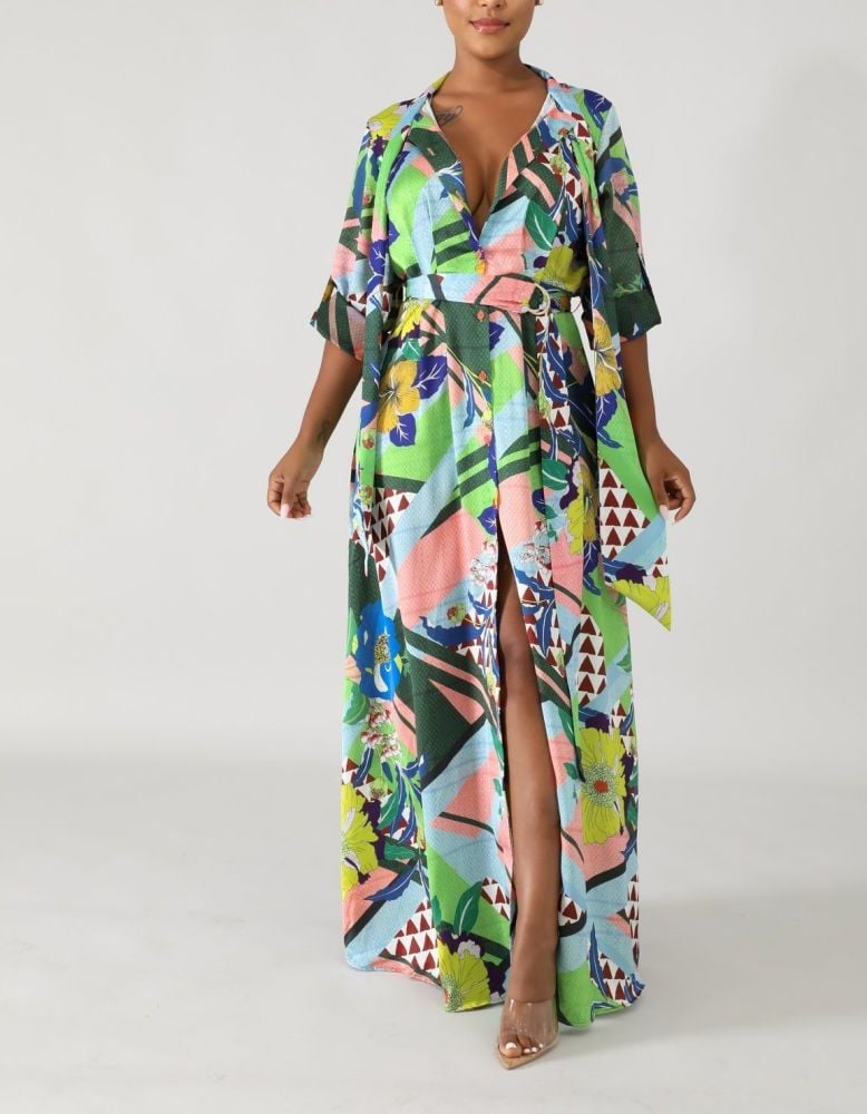 A905 Maxi Dress Multi Print Size: S