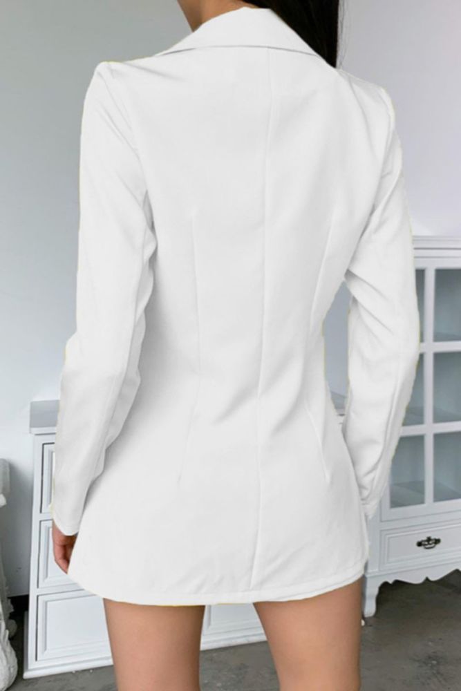 White Belted Casual Two-Piece Suit Set Size: L
