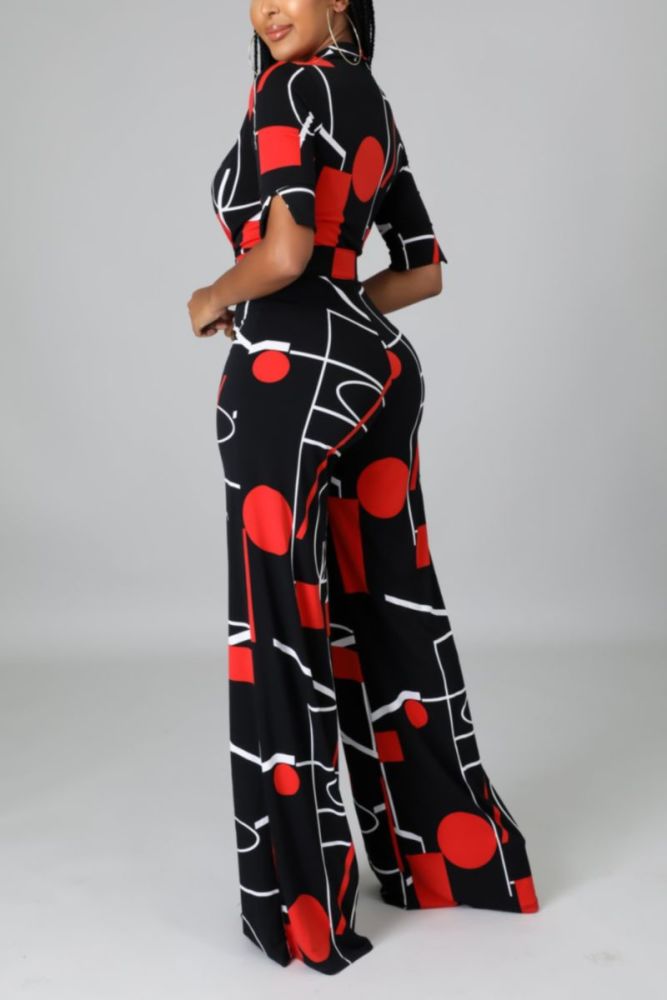 Printed Casual Jumpsuit Size: 2XL