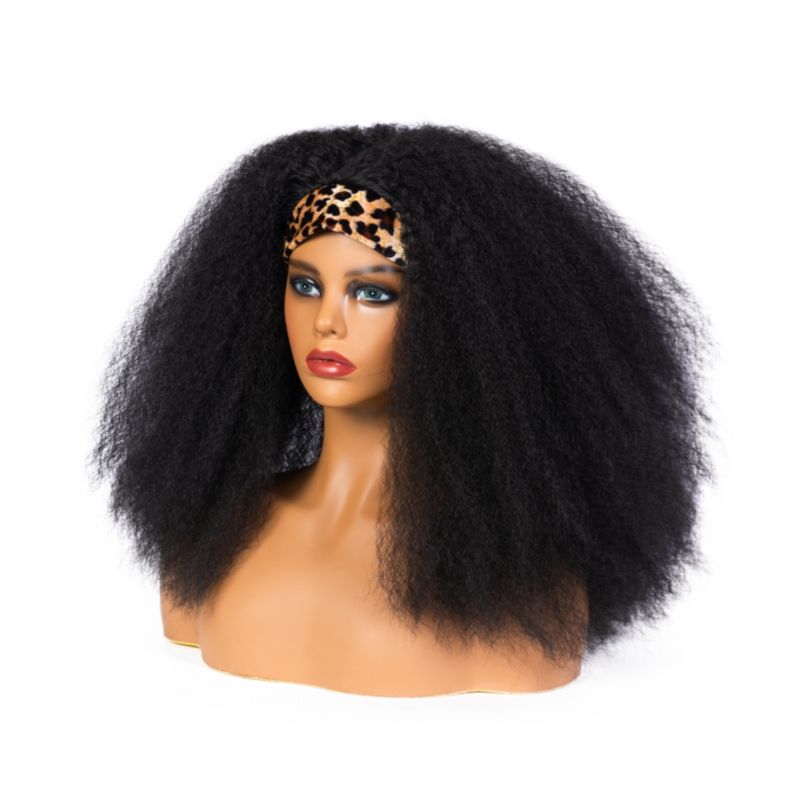 Black Synthetic Afro Style Leopard Headband Wig(Length:45 cm)