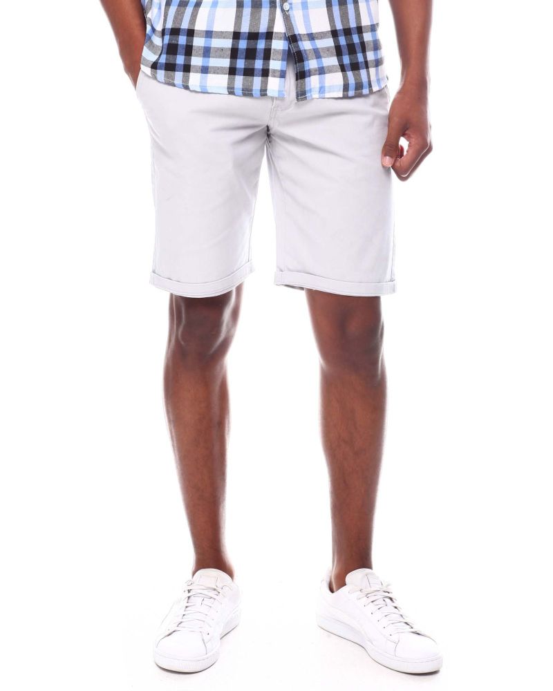 Stretch Flat Front Light Grey Shorts Size: 32
