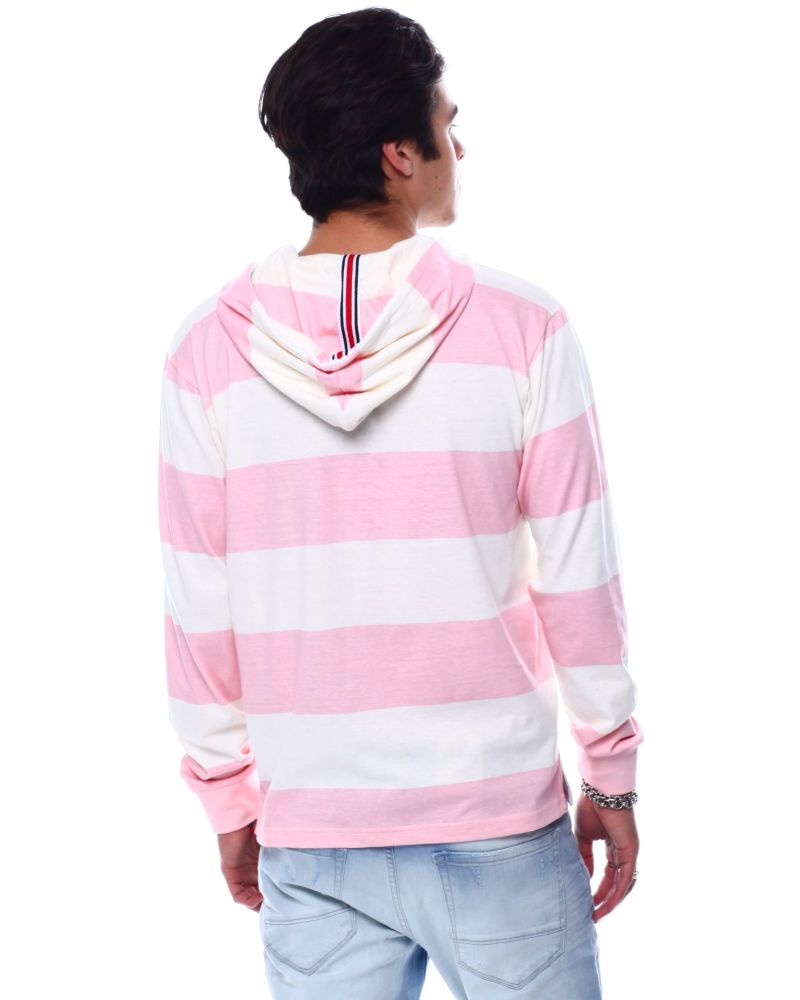 Barstripe LS Knit Hooded Shirt Size: M