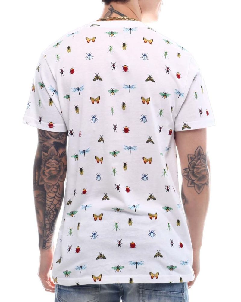 White Insect Printed T-Shirt Size: S