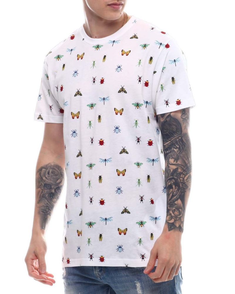 White Insect Printed T-Shirt Size: S