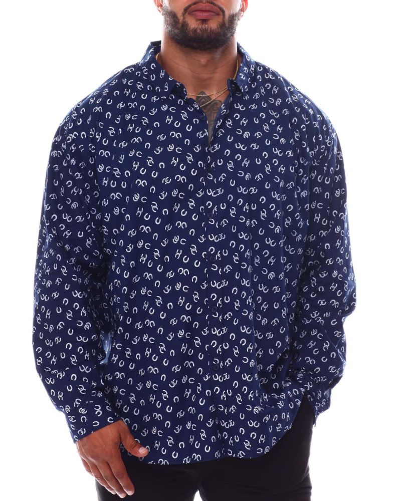 Printed Long Sleeve Woven Shirt (B&T) Size: 4XL