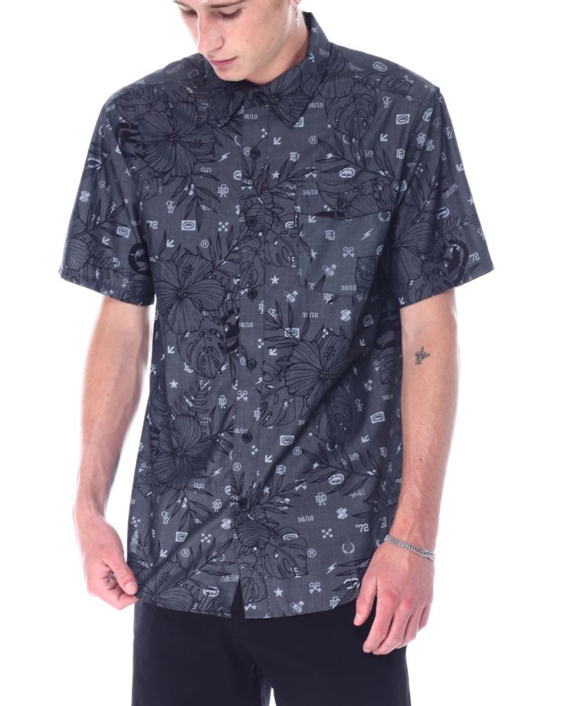 Printed Short Sleeve Woven Shirt Size: S