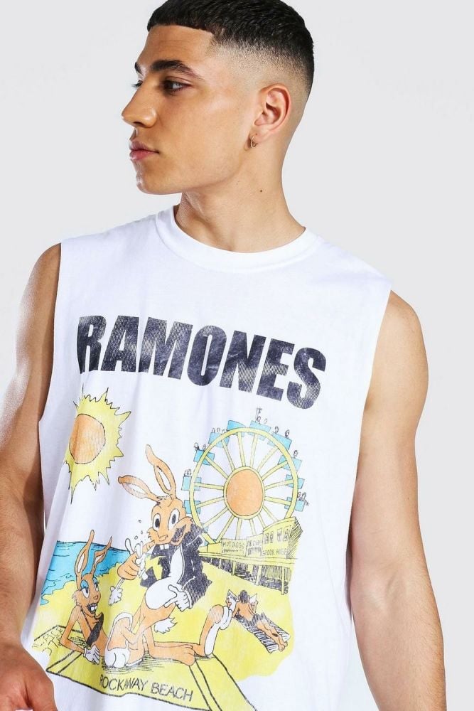 Oversized Ramones Sun White Tank Size: M