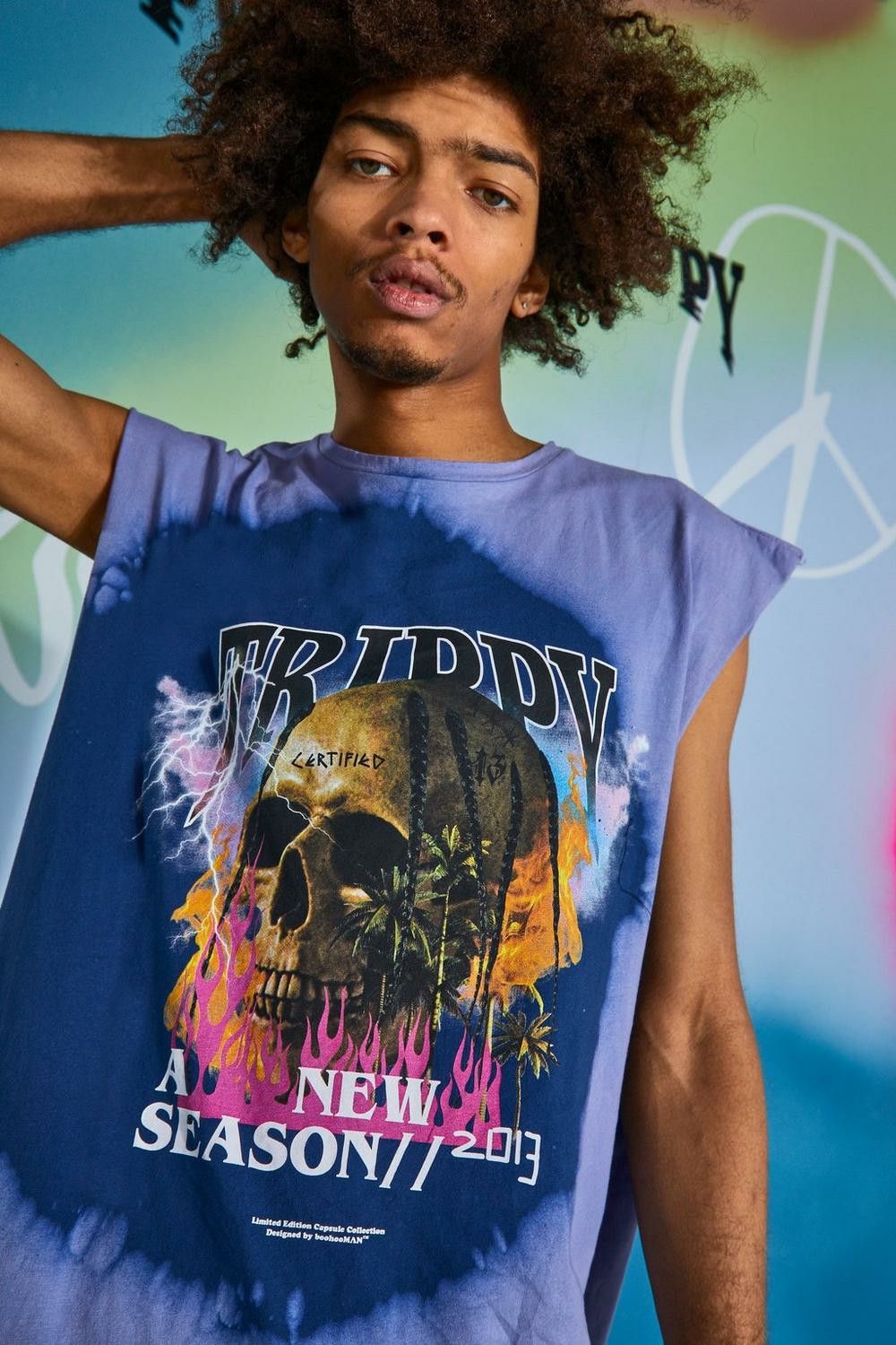  Oversized Skull Tour Print Tie Dye Tank Size: M